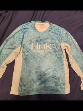 Huk Performance Fishing Long Sleeve Shirt - Seafoam Blue Camo